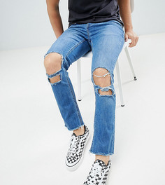 Укороченные джинсы с рваной отделкой Mennace-Синий