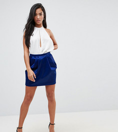 Атласная мини-юбка ASOS DESIGN Petite-Синий