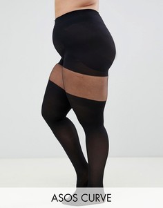 Черные колготки со вставками ASOS DESIGN Curve-Черный