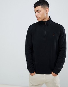 Черный хлопковый джемпер с молнией и логотипом Polo Ralph Lauren эксклюзивно для ASOS