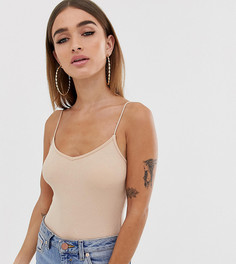 Боди цвета слоновой кости на тонких бретелях ASOS DESIGN Petite-Коричневый