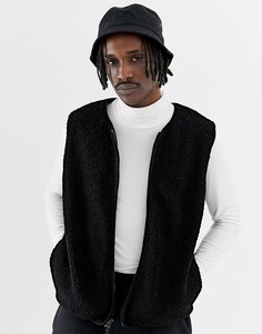 Двусторонний плюшевый жилет черного цвета ASOS DESIGN-Черный