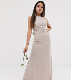 Эксклюзивное платье макси с атласным бантом сзади TFNC Petite bridesmaid-Розовый