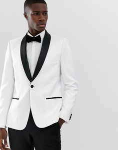 Белый смокинг скинни с черными лацканами ASOS DESIGN