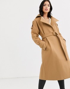 Пальто с поясом Fashion Union-Бежевый