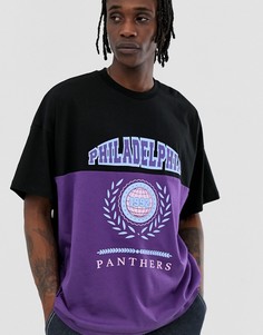 Oversize-футболка в стиле колор блок с принтом \"Philadelphia\" ASOS DESIGN-Черный