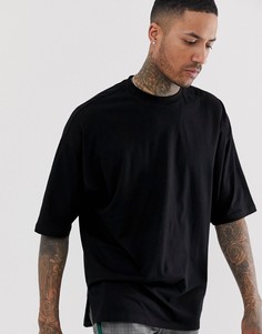 Черная длинная oversize-футболка с разрезами ASOS DESIGN-Черный
