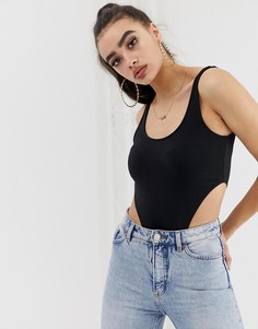 Черное боди с высокими вырезами ASOS DESIGN-Черный