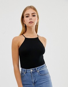 Черный боди с квадратным вырезом ASOS DESIGN