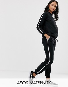 Спортивный костюм из свитшота и джоггеров с посадкой под животом ASOS DESIGN Maternity-Черный