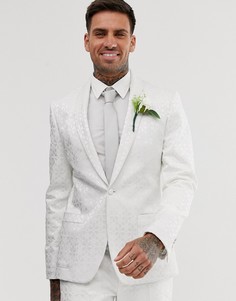 Белый облегающий пиджак в стиле смокинга ASOS DESIGN wedding-Кремовый