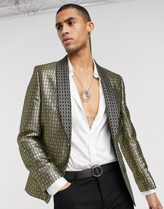 Узкая куртка с золотистой отделкой ASOS DESIGN-Золотой