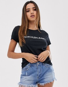 Зауженная футболка с логотипом Calvin Klein Jeans-Черный