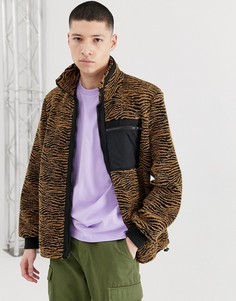 Куртка на молнии с принтом \"зебра\" ASOS DESIGN-Бежевый