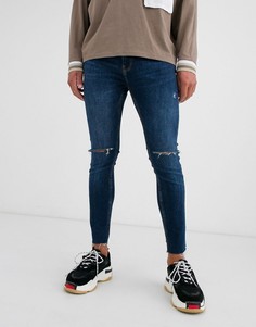 Синие супероблегающие джинсы из органического хлопка Bershka-Синий