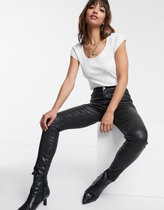 Футболка с овальным вырезом и стразами River Island-Белый