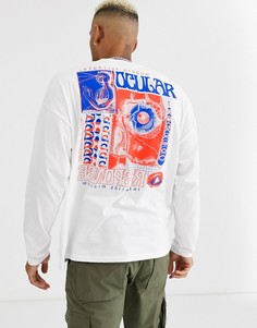 Oversize-лонгслив с абстрактным принтом ASOS DESIGN-Белый