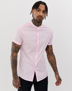 Розовая облегающая рубашка с воротником на пуговице ASOS DESIGN-Розовый
