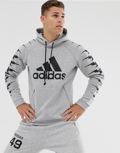 Худи серого цвета с принтом adidas Training GRFX-Серый