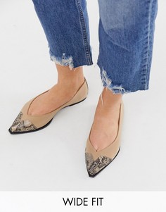 Бежевые балетки для широкой стопы со вставками ASOS DESIGN-Мульти
