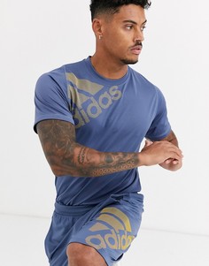 Голубая футболка с логотипом adidas Training-Синий