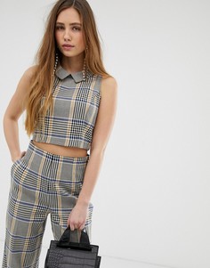 Блузка в клетку с воротником Miss Selfridge-Синий