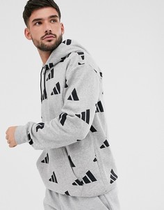 Худи серого цвета с принтом adidas Training-Серый