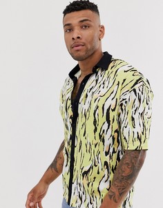 Трикотажная oversize-рубашка из органического хлопка с принтом \"зебра\" ASOS DESIGN-Мульти