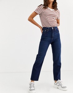 Темно-синие прямые джинсы с завышенной талией ASOS DESIGN Recycled Farleigh-Синий