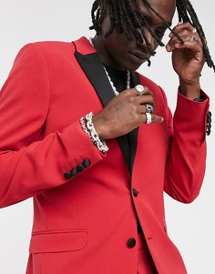 Красный супероблегающий пиджак ASOS DESIGN