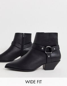 Черные ботильоны для широкой стопы в ковбойском стиле ASOS DESIGN-Черный