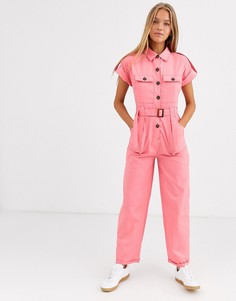 Комбинезон с карманами и пуговицами ASOS DESIGN-Розовый