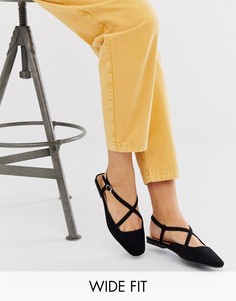 Черные балетки для широкой стопы ASOS DESIGN-Черный