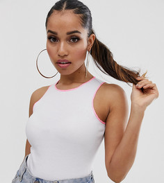 Белый боди с контрастными строчками ASOS DESIGN Petite