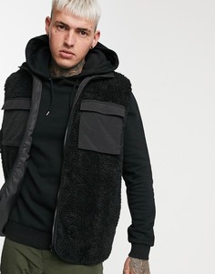 Черный плюшевый жилет ASOS DESIGN