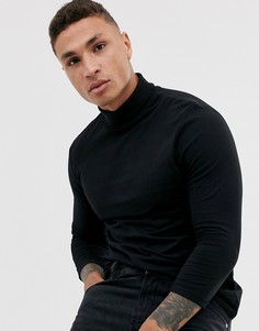 Черная водолазка с рукавами длиной 3/4 ASOS DESIGN-Черный