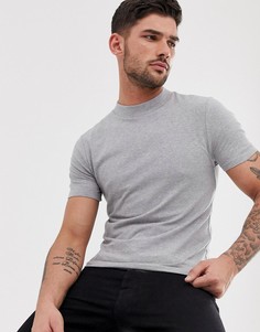 Серая меланжевая облегающая футболка ASOS DESIGN-Серый