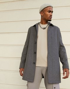 Серое пальто с добавлением шерсти ASOS DESIGN-Серый