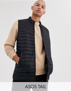 Черный дутый жилет ASOS DESIGN Tall