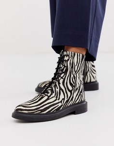 Замшевые ботильоны с узором \"зебра\" ASOS DESIGN-Мульти