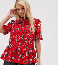 Топ с завязкой на шее и цветочным принтом Vila-Красный