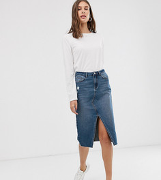 Джинсовая юбка миди с разрезом спереди Only-Синий