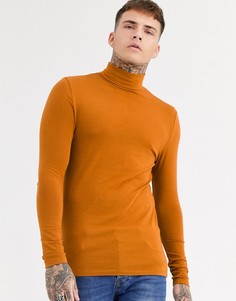 Коричневая облегающая водолазка ASOS DESIGN-Коричневый