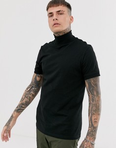 Черная водолазка с отделкой в рубчик ASOS DESIGN-Черный