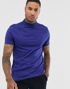 Темно-синяя водолазка с отделкой в рубчик ASOS DESIGN-Темно-синий