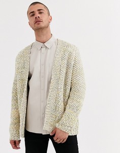 Бежевый меланжевый кардиган плотной вязки ASOS DESIGN-Серый