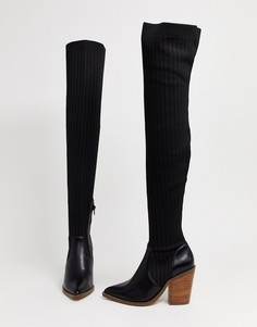 Черные сапоги-ботфорты в ковбойском стиле ASOS DESIGN-Черный