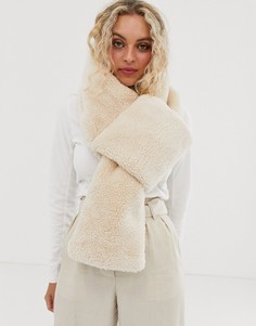 Шарф из искусственного меха ASOS DESIGN-Кремовый