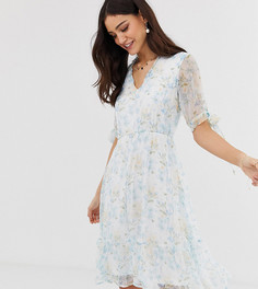 Полупрозрачное платье мини с цветочным принтом акварельной расцветки Y.A.S-Мульти