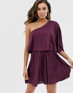 Плиссированное платье мини с кроп-топом на одно плечо ASOS DESIGN-Фиолетовый